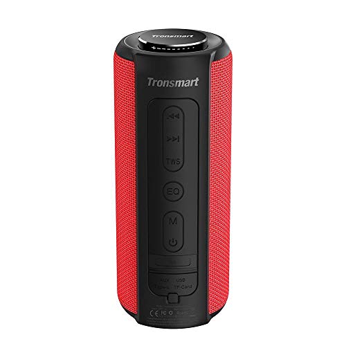 Tronsmart T6 Plus 40W Wireless Outdoor Bluetooth Lautsprecher 5.0 mit Tri-Bass-Effekten, Powerbank, 360° TWS Stereo Sound, wasserdichtes IPX6, 15-Stunden Spielzeit, Sprachassistent und Mikrofon - Rot
