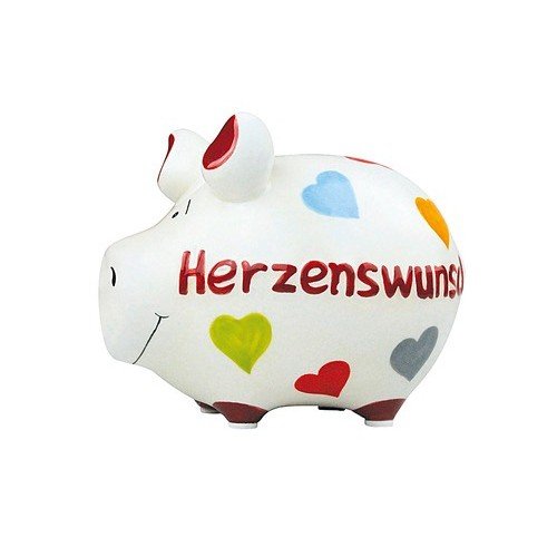 KCG Keramik Sparschwein HERZENSWUNSCH ca. 12.5 cm x9 cm