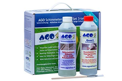 AGO Schimmelentferner + Schimmelstop Set 3tlg. Stärkstes 'Anti-Schimmel-Mittel' auf dem Markt! Für Innen und Außen geeignet.
