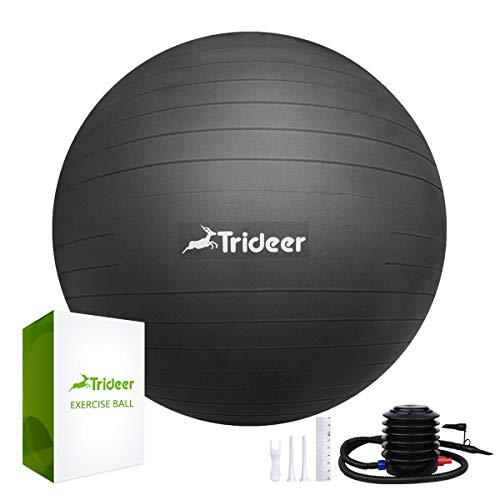 Trideer Dicker Anti-Burst Gymnastikball inkl Ballpumpe, Robuster 700kg Maximalbelastbarkeit Sitzball als Fitness Kleingeräte und Balance Stuhl im Gym-Home-Büro