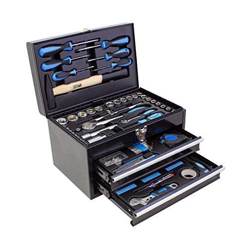 Karcher Werkzeugkasten - 117-teiliges Werkzeugset aus Chrom Vanadium & Karbonstahl mit Hammer, Schraubendreher, Steckschlüssel, Bitsatz uvm.