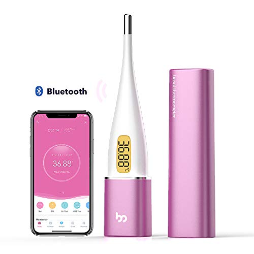 Femometer Vinca Ⅱ-Basalthermometer Bluetooth zur zykluskontrolle, mit Intelligentes APP (iOS & Android) für Eisprung & Zykluskontrolle, Digital beleuchtet Fruchtbarkeitsthermometer für NFP (Lila)