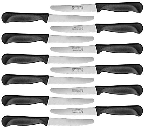 Rosenstein & Söhne Frühstücks-Messer: Frühstücksmesser mit Wellenschliff aus rostfreiem Chromstahl, 12er-Set (Brötchen-Messer)