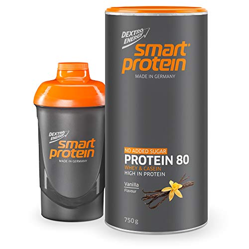 Dextro Energy Protein Pulver Vanille mit Protein Shaker bpa frei |25 Portionen leckerer Protein Shake Vanille