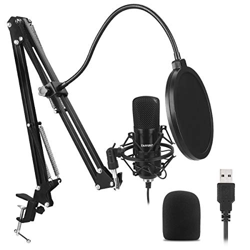 ZAFFIRO USB-Mikrofon-Kit Plug & Play USB-Computer Nierenmikrofon-Podcast-Kondensatormikrofon mit USB PC Mikrofon professionellem Sound-Chipset für PC Karaoke, YouTube, Gaming-Aufnahme