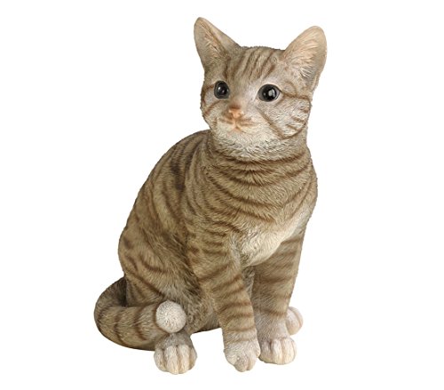 Dehner Dekofigur Katze getigert, ca. 31 x 25 x 17 cm, Polyresin, grau