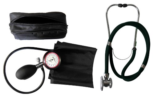 Blutdruckmessgerät 1-Schlauch Oberarm + Rappaport Doppelschlauch Stethoskop schwarz Doppelkopf Tiga-Med Qualität