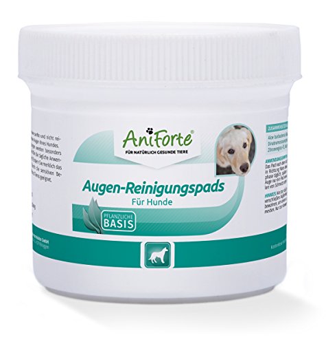 AniForte Augen-Reinigungspads 100 Stück für Hunde, Besonders schonende Reinigungstücher für die Augen-Pflege, Milde Augen-Reinigung Ohne zu Reizen, Entfernt Sanft Tränenstein und Speichel-Reste