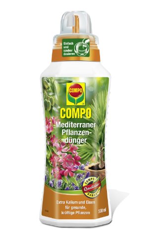 COMPO Mediterraner Pflanzendünger für mediterrane Pflanzen, Spezial-Flüssigdünger mit extra Kalium und Eisen, 500 ml