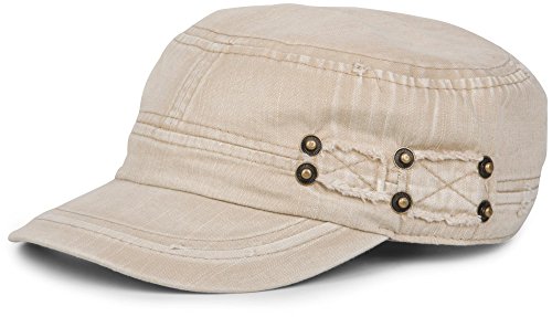 styleBREAKER Military Cap im washed, used Look, Vintage, verstellbar, Unisex 04023011, Farbe:Beige