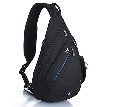 EGOGO Multifunktions Schultertasche Rucksack Crossbody Tasche Sling Tasche Wandern Dackpack ein sollte Schultergurt für Männer und Frauen (Black)