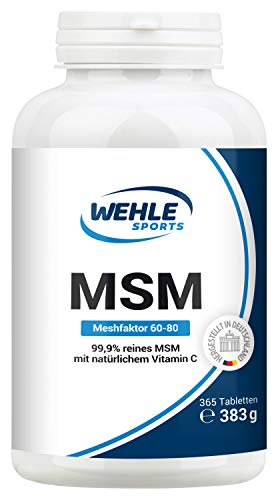 MSM 365 vegane Tabletten (6 Monate) - Extra hochdosiert: 2000mg Methylsulfonylmethan (MSM) Pulver Tagesdosis - Plus natürliches Vitamin C (Acerola) z.B. für Gelenke* I Laborgeprüft