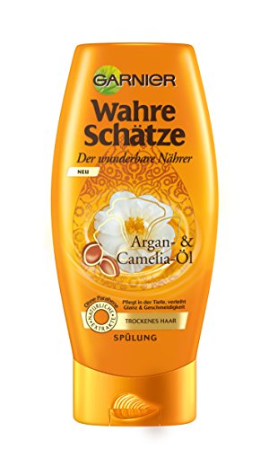 Garnier Wahre Schätze Spülung, mit Arganöl & Cameliaöl-für trockenes Haar-ohne Parabene, 1er Pack (1 x 200 ml)