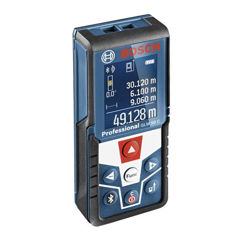 Bosch Professional Laser-Entfernungsmesser GLM 50 C (Schutztasche, Messbereich: 0,05-50 m, Staub- und Spritzwasserschutz IP 54, Datenübertragung über Bluetooth (iOS, Android), drehbares Farb-Display)