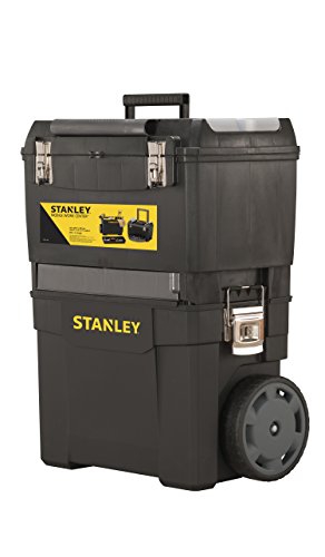 Stanley Rollende Werkstatt / Werkzeugwagen (47.3x30.2x62.7cm, zwei seperat verwendbare Werkzeugboxen, robuster Kunststoff, zwei Einheiten, Metallschließen, Organizer) 1-93-968