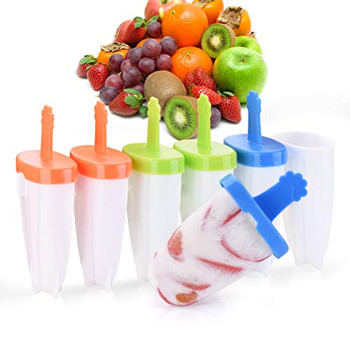 IKICH Eisformen [Neuste Modell] 6 Eisförmchen Popsicle Formen Set, Eisform Silikon, Stieleisformer LGFB Geprüft und BPA Frei, Mini Eisform für Kinder, Baby, Erwachsene Mini Kühlschrank
