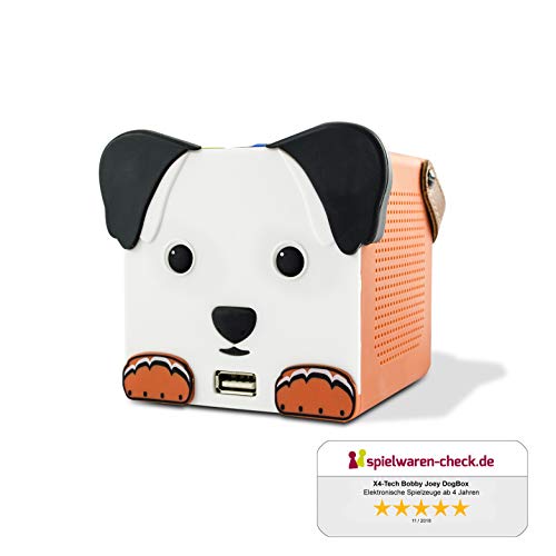 X4-TECH DogBox - Bluetooth-Lautsprecher für Kinder im niedlichen Hunde-Design - USB- und SD-Karten-Slot, LED-Beleuchtung