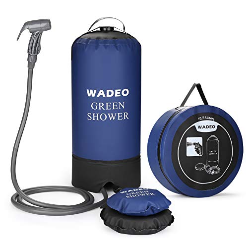 WADEO Campingdusche mit Pumpe, Druckdusche Dusche Tasche Reisedusche 11 Liter mit Duschkopf tragbare und Abnehmbarem Schlauch Duschen Beutel Shower für Wandern, im Freien, Klettern