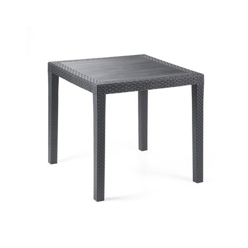 Gartentisch Rattan Optik ohne Schirmloch Tisch schwarz 79 x 79 cm Bistrotisch Beistelltisch
