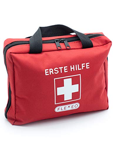 Erste-Hilfe-Tasche mit Sofort-Kältekompressen, Rettungsdecke und Pflastersortiment (103-teilig, rot)