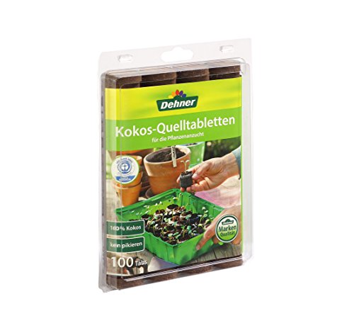 Dehner Kokos-Quelltabletten, mit Nährstoff-Mix, zur Anzucht von Stecklingen, Sämlingen und Saaten, Ø 38 mm,  100 Stück