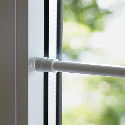 Klemmstange für Fenster Gardine Länge wählbar bis 120 cm, ausdrehbar mit Saugknopf (Weiß 80-120 cm)
