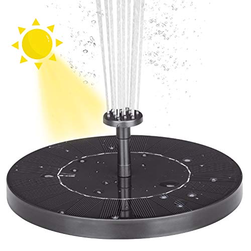 VITCOCO Solar Springbrunnen 2W【Upgraded】, Eingebaute Batterie Solar Teichpumpe mit 6 Fontänenstile Solar Panel Fontäne SolarBrunnen Wasserpumpe für Gartenteich, Vogel-Bad, Fisch-Behälter
