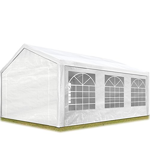 TOOLPORT Partyzelt Pavillon 3x6 m in weiß 180 g/m² PE Plane Wasserdicht UV Schutz Festzelt Gartenzelt