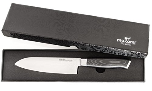 makami Premium Santokumesser aus japanischem Damaststahl VG-10 in Geschenkverpackung - HRC60 - Küchenmesser