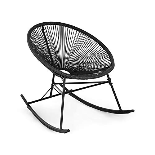 blumfeldt Roqueta Chair Schaukelstuhl • Retro-Design • Bespannung aus 4mm-Geflecht • Material Gestell: pulverbeschichteter Stahl • witterungsbeständig • schwarz