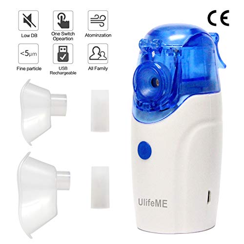 Inhalator Vernebler für Kinder und Erwachsene, UlifeME Inhalationsgerät USB Aufladbar mit Maske und Mundstück, Tragbares Inhaliergerät Elektrisch für Asthma, Erkältung & Andere Atemwegserkrankungen