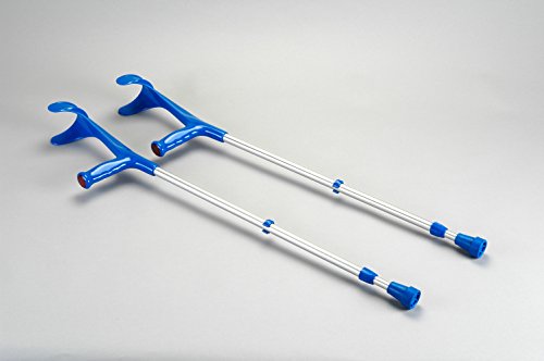 Paar Krücken (blau), Gehhilfen, Unterarmstützen-Gehstützen aus Aluminium. Höhenverstellbar (76-96 cm) mit Clipraster.