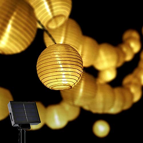 Opard Solar LED Lichterketten Lampions LED 6m 30 Laterne IP65 Wasserdicht für Garten, Hof, Party, Balkon, Hochzeit, Außen, Fest Deko(Warmweiß)