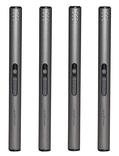 Feuerzeuge 4 Stück, Silver Match Stabfeuerzeug Anthrazit Gas aus Aluminium 17 cm lang +1x (Konsumany Stab- Stumfeuerzeug 12,5 cm Lang