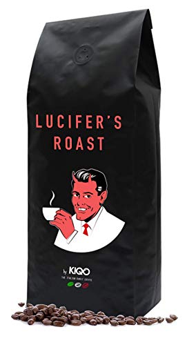 LUCIFER'S ROAST Espresso by KIQO aus Italien - 1kg - extrem starker Kaffee - säurearm - 100% Robusta - Manufakturröstung in Kleinstchargen (1000g - ganze Bohnen)