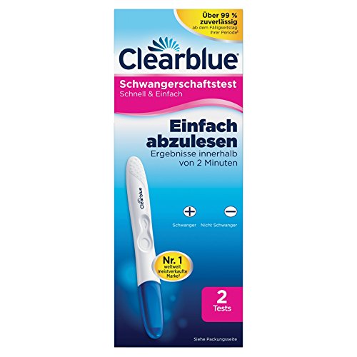 Clearblue Schwangerschaftstest, Schnell und Einfach, 2 Tests, 1er Pack (1 x 2 Stück)
