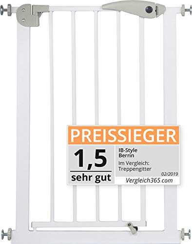 ib style Berrin XS Treppengitter 58-156cm |Türschutzgitter | Haustiergitter | Ohne Bohren | Auto-Close| 90° Stop | 68-76 cm