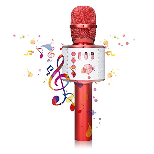 Bluetooth Karaoke Mikrofon, NASUM,tragbare drahtlose Mikrofon mit Lautsprecher für Erwachsene und Kinder für Sprach- und Gesangsaufnahmen,kompatibel mit Android /IOS, PC oder Alle Smartphone