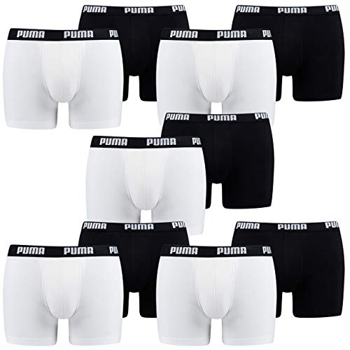 Puma 10 er Pack Boxer Boxershorts Men Herren Unterhose Pant Unterwäsche, Bekleidungsgröße:M, Farbe:301 - White/Black