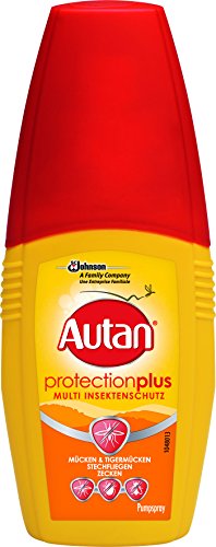 Autan Insektenschutz-Pumpspray für Körper und Gesicht, Zum Schutz vor heimischen Mücken, Stechfliegen und Zecken, 100 ml, Protection Plus Pumpspray