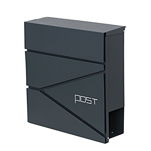LZQ Modern Neu Design-Briefkästen anthrazit mit zeitungsrolle Edelstahl Postkasten Wandbriefkasten mailbox mit zeitungsfach (Modell Ⅲ， B)