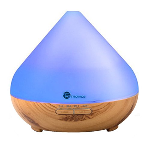 Aroma Diffuser 300ml TaoTronics Luftbefeuchter Oil Düfte Humidifier Holzmaserung LED mit 7 Farben für Yoga Salon Spa Wohn-, Schlaf-, Bade- oder Kinderzimmer Hotel