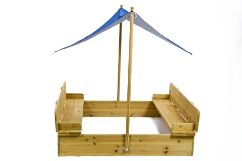 Sandkasten mit Deckel, Sitzbank und Sonnensegel / Dach Spielhaus Sandbox Holz
