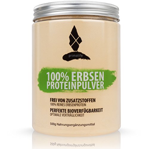 Erbsen Proteinpulver • 100% reines Erbsenprotein • 500g • ohne Zusätze • vegan • optimal für Paleo, Atkins, Keto und Low Carb Ernährung • in Deutschland hergestellt • primalife