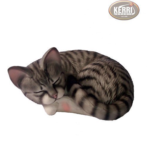 Katze schlafende Katze Katzenfigur Keramikkatze Dekokatze