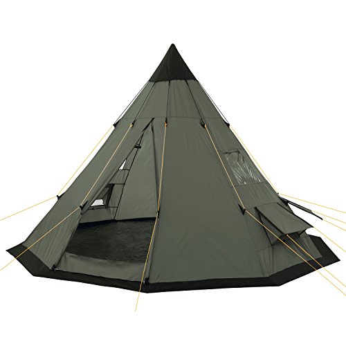 CampFeuer - Tipi Zelt (Teepee), 365 x 365 x 250 cm, olivgrün, Indianerzelt, Camping Pyramidenzelt