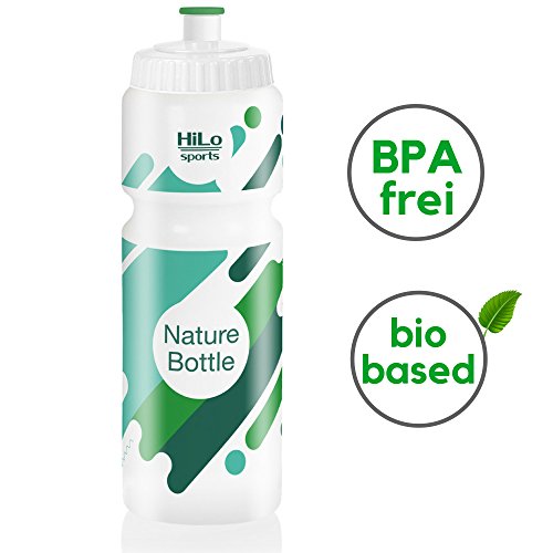 HiLo sports Nature Bottle - BPA freie Fahrrad Trinkflasche 750 ml - Umweltfreundliche Sportflasche (weiß, grün, 750ml)