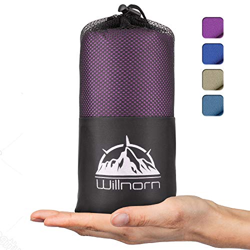 Willnorn 2in1 Hüttenschlafsack aus Mikrofaser, mit durchgängigem Reißverschluss: Leichter Komfort Reiseschlafsack und XL Reisedecke in Einem(95 * 220 cm)(Lila)