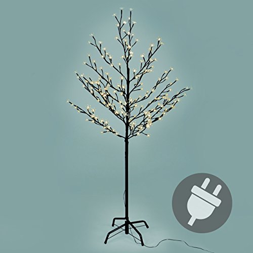 200 LED Baum mit Blüten Blütenbaum Lichterbaum warm weiß 150 cm hoch Trafo IP44 Weihnachtsbeleuchtung Außenbeleuchtung Xmas Gartendeko