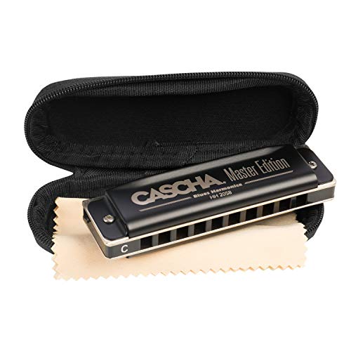 CASCHA HH 2058 Master Edition Blues Harmonica, hochwertige Mundharmonika in C-Dur mit Soft Case und Pflegetuch